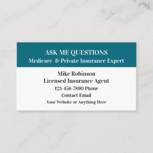 Medical And Medicare Insurance Rep Business Card