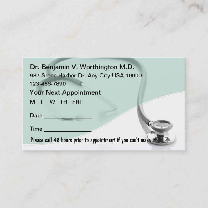 Medical Appointment Cards Zazzle.co.uk