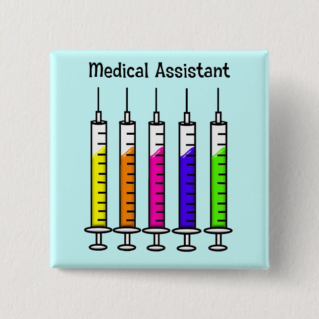 Medical Assistant Buttons Syringe Design (Front)