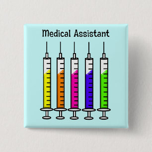 Medical Assistant Buttons Syringe Design