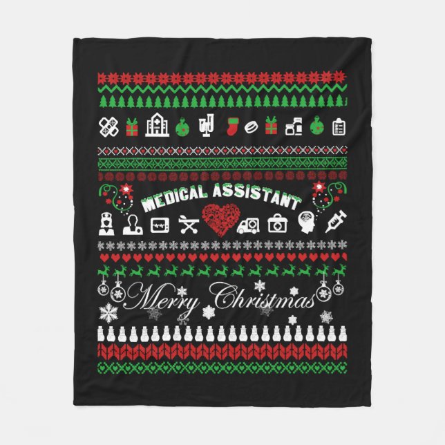 Medical Assistant Christmas Shirt Fleece Blanket (Front)