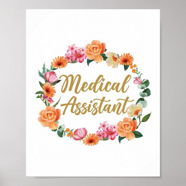 Medical Assistant Cma Medical Assistant Floral Poster (Front)