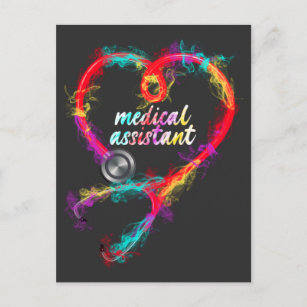 Medical Assistant Colourful Stethoscope Heart Nurs Postcard