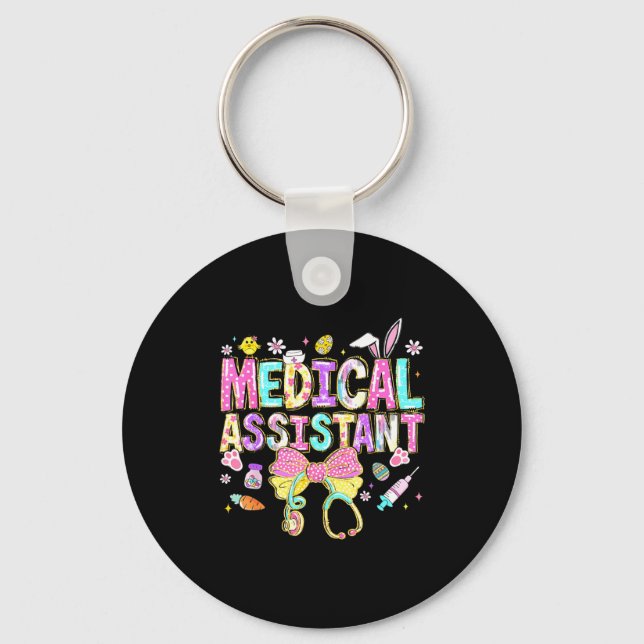 Medical assistant easter day cute coquette key ring (Front)