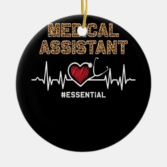 Medical Assistant #Essential Stethoscope Heartbeat Ceramic Tree Decoration (Front)