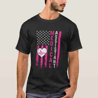 Medical Assistant Gifts Heart Heartbeat Pink Ameri T-Shirt