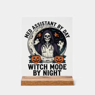 Medical Assistant Halloween Witch Vintage Engravin Acrylic Sign