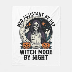 Medical Assistant Halloween Witch Vintage Engravin Fleece Blanket