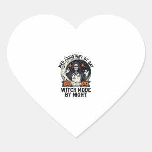Medical Assistant Halloween Witch Vintage Engravin Heart Sticker