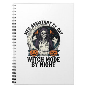 Medical Assistant Halloween Witch Vintage Engravin Notebook