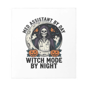 Medical Assistant Halloween Witch Vintage Engravin Notepad