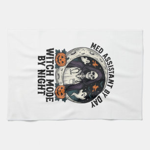 Medical Assistant Halloween Witch Vintage Engravin Tea Towel