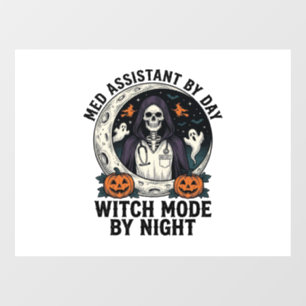 Medical Assistant Halloween Witch Vintage Engravin Window Cling