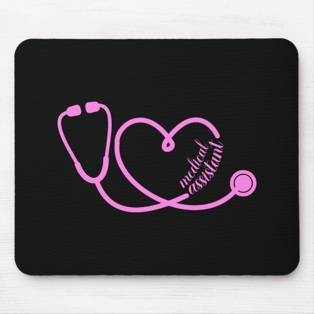 Medical Assistant Heart Stethoscope Pink Mouse Mat (Front)