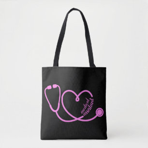 Medical Assistant Heart Stethoscope Pink Tote Bag