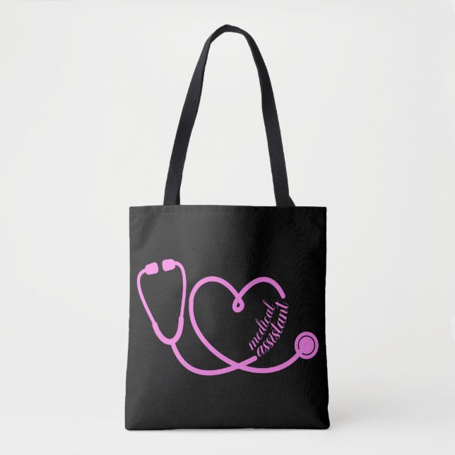 Medical Assistant Heart Stethoscope Pink Tote Bag (Front)