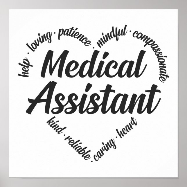 Medical Assistant Heart Word Cloud Poster (Front)