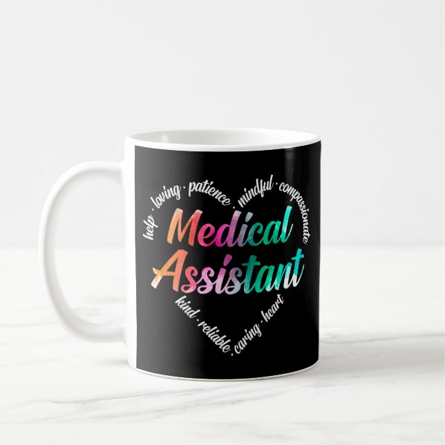 Medical Assistant Heart Word Cloud Watercolor Coffee Mug (Left)