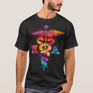 Medical Assistant Heart Word Colorful Stethoscope T-Shirt