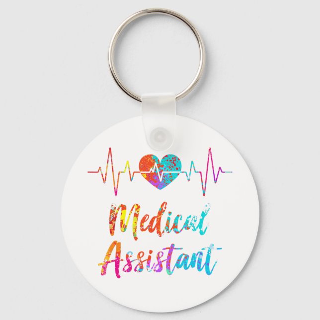 Medical Assistant Heartbeat Nursing Hospital Heart Key Ring (Front)