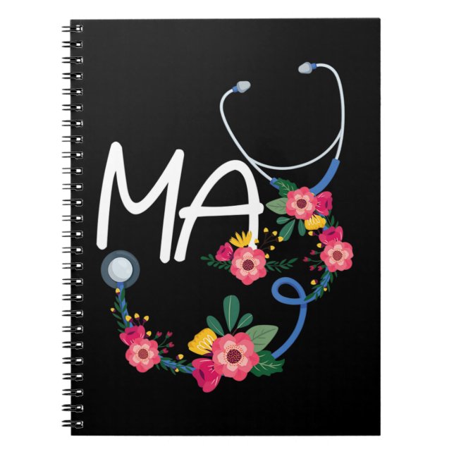 Medical Assistant Hospital Stethoscope Floral Wrea Notebook (Front)
