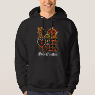 Medical Assistant Love Thanksgiving Leopard  Turke Hoodie