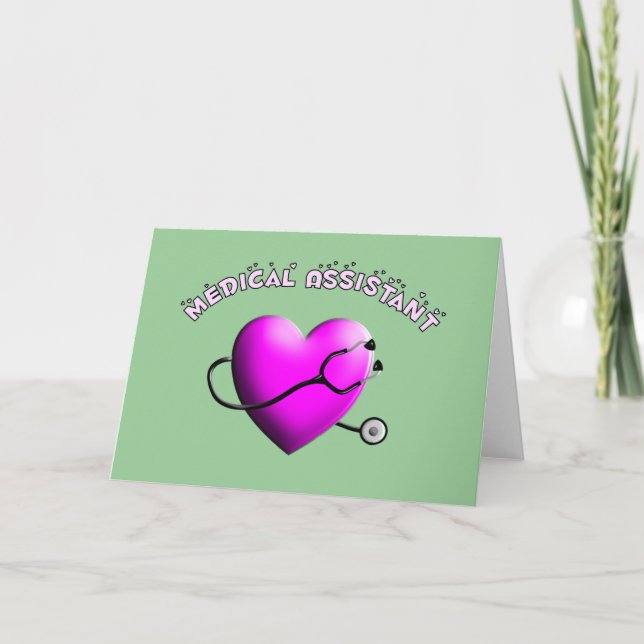 Medical Assistant PINK HEART Design Gifts Card (Front)