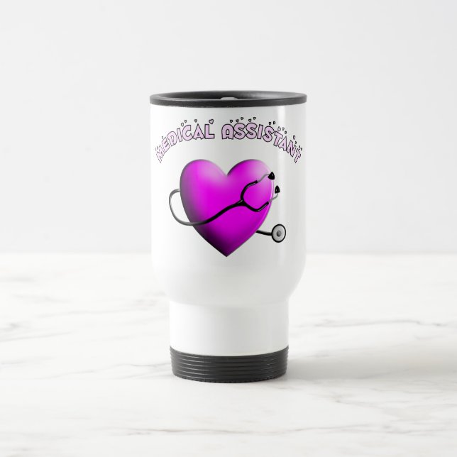 Medical Assistant PINK HEART Design Gifts Travel Mug (Center)