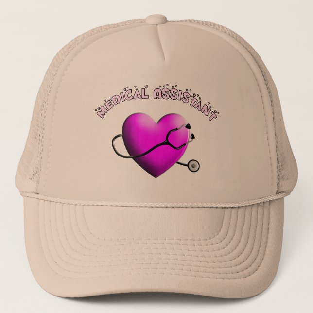 Medical Assistant PINK HEART Design Gifts Trucker Hat (Front)