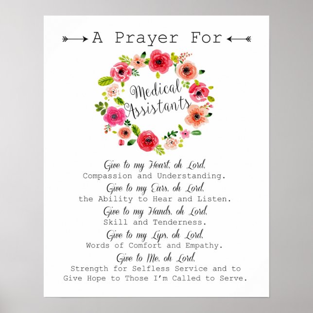 Medical Assistant Prayer Art Poster (Front)