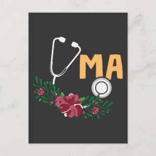 Medical assistant Stethoscope Watercolor Flower Nu Postcard