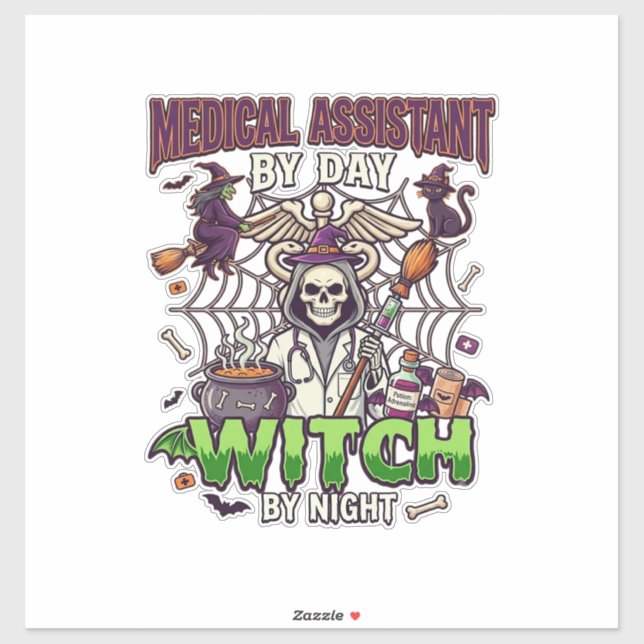 Medical Assistant Witch Skeleton Syringe Cauldron  (Sheet)