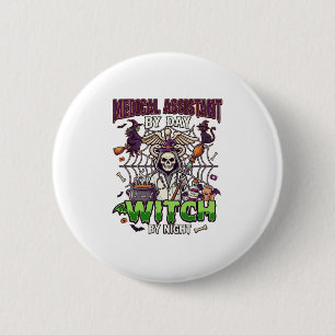Medical Assistant Witch Skeleton Syringe Cauldron 6 Cm Round Badge