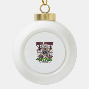 Medical Assistant Witch Skeleton Syringe Cauldron Ceramic Ball Christmas Ornament