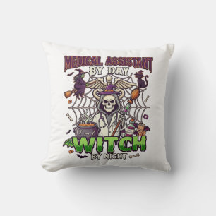 Medical Assistant Witch Skeleton Syringe Cauldron Cushion