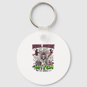 Medical Assistant Witch Skeleton Syringe Cauldron Key Ring