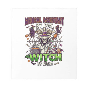 Medical Assistant Witch Skeleton Syringe Cauldron Notepad