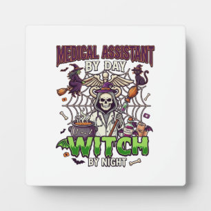Medical Assistant Witch Skeleton Syringe Cauldron  Plaque