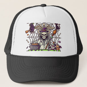 Medical Assistant Witch Skeleton Syringe Cauldron Trucker Hat