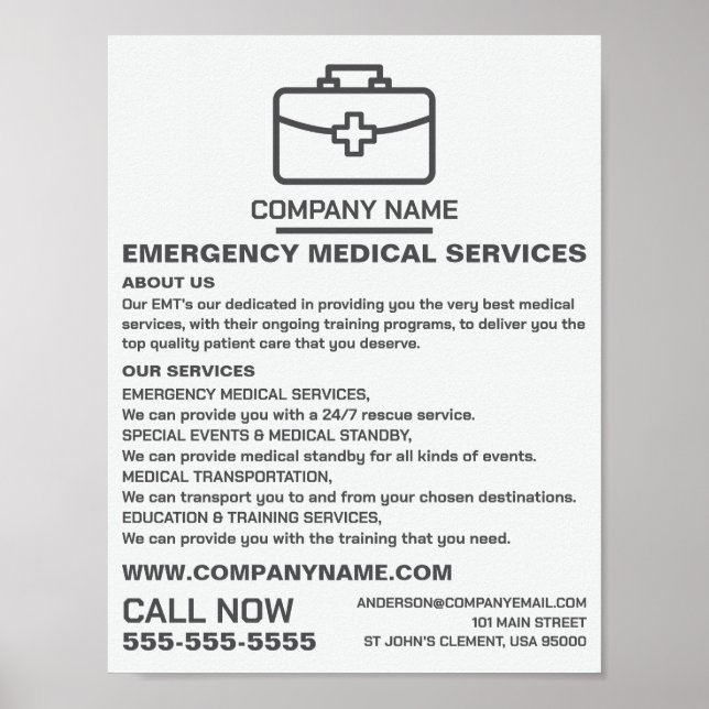 Medical Bag Design, EMT, Paramedic Advertising Poster (Front)