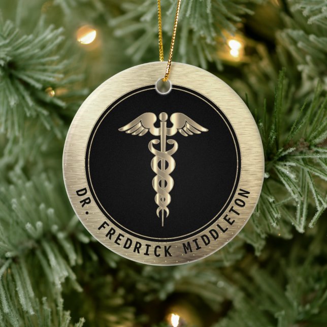 Medical 👨‍⚕️ - Black and Gold Ceramic Ornament (Tree)