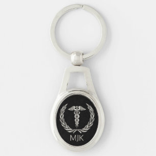 Medical - Black and Silver  Keychain