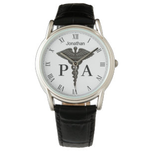 Medical Black Caduceus Physician Assistant Men Watch