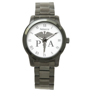 Medical Black Caduceus Physician Assistant Women Watch