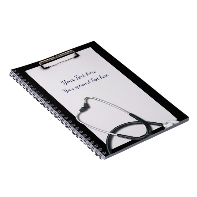 Medical Black Clipboard with Stethoscope Notebook (Right Side)