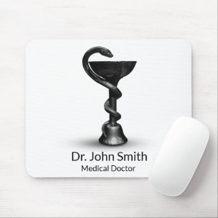 Medical Black Snake Bowl Hygieia White Caduceus Mouse Mat