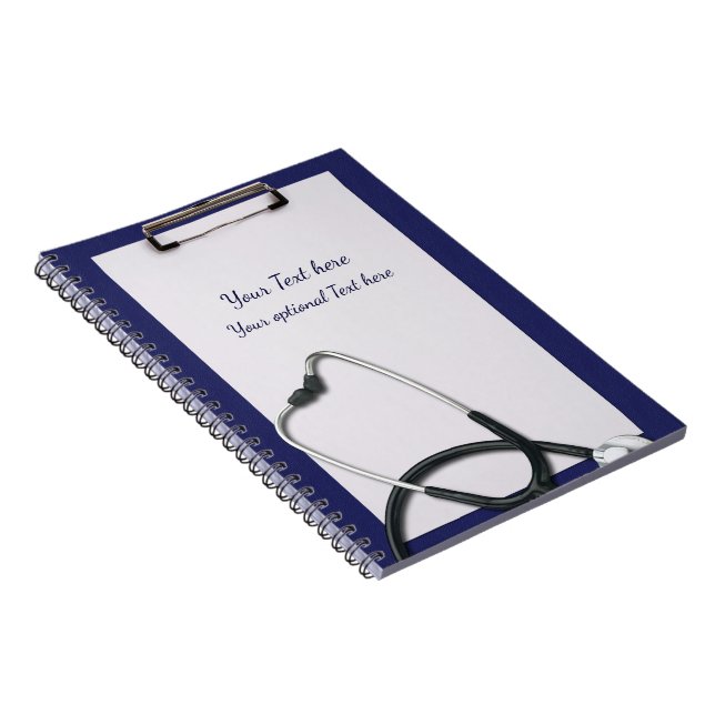 Medical Blue Clipboard with Stethoscope Notebook (Right Side)