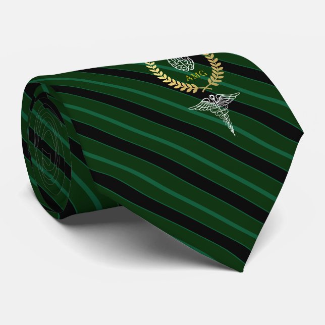 Medical Brain Personalised Green Tie (Rolled)