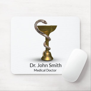 Medical Bronze Snake Bowl Hygieia White Caduceus Mouse Mat