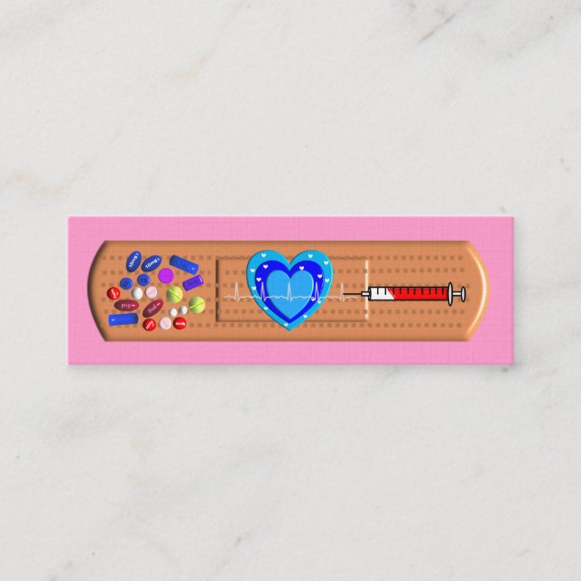 Medical Business Cards Big Bandaid pink (Front)
